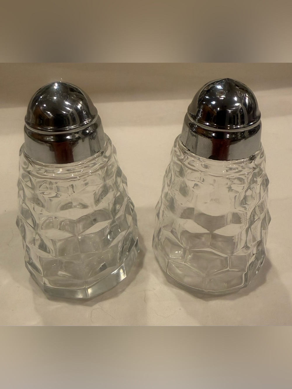 Vintage Cut Glass ‘Honeycomb’ Salt and Pepper Shakers